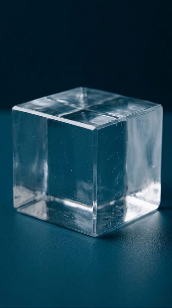 Gelo em cubo transparente
