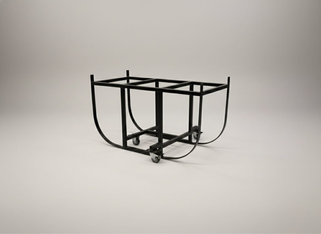 Mesa industrial para blocos de gelo, vista em ângulo